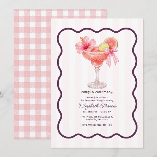 Preppy Coquette Margs & Matrimony Bachelorette Invitation