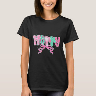 Preppy Coquette Merry Bow Vintage Retro Christmas T-Shirt