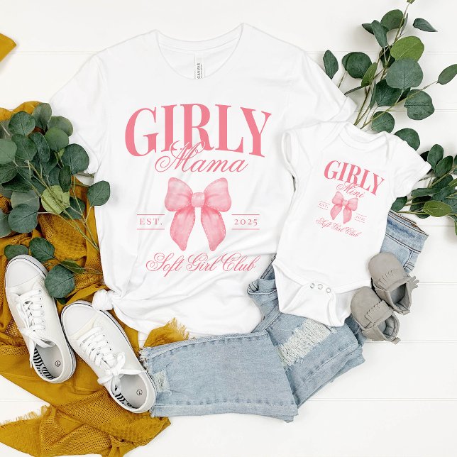 Preppy Coquette Personalized Girly Mama Mini Pink Baby Bodysuit (Creator Uploaded)