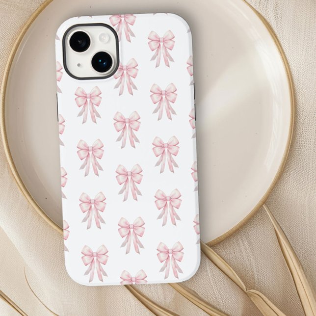 Preppy Coquette Pink Bow Pattern Case-Mate iPhone Case (iphone case with preppy pink bows by Darling and May)