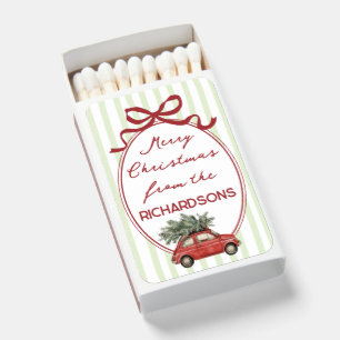 Preppy Coquette Red Bow Custom Christmas Favors Matchboxes