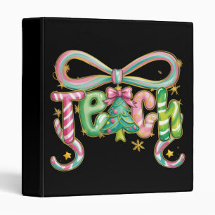 Preppy Coquette Teach Christmas Teacher Holiday  3 Ring Binder