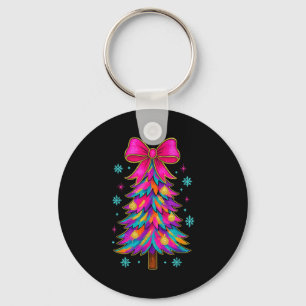 Preppy Coquette Tree Christmas Crew 2025 Family Ma Keychain
