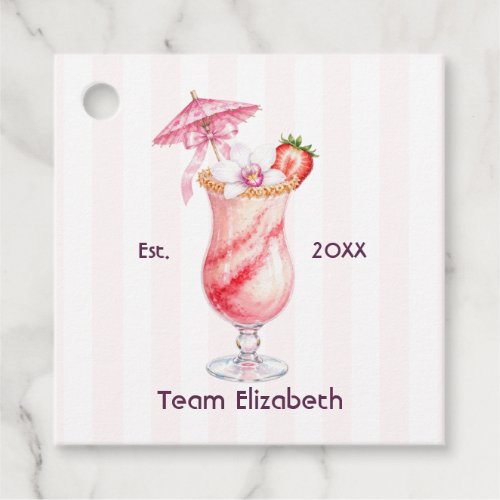 Preppy Coquette Tropical Pink Cocktail Bach Party Favor Tags