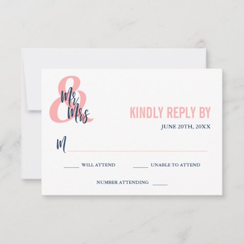 Preppy Coral  Navy Mr  Mrs Wedding RSVP