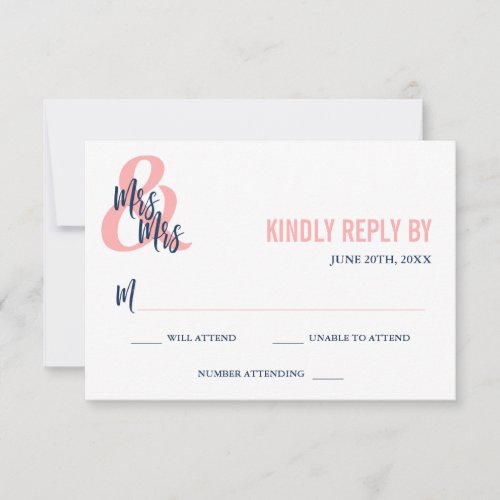 Preppy Coral  Navy Mrs  Mrs Wedding RSVP