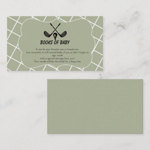 Preppy Country Club Golf Books for Baby Enclosure Card