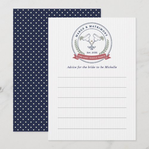 Preppy Country Club Margs &amp; Matrimony Bridal Party Advice Card