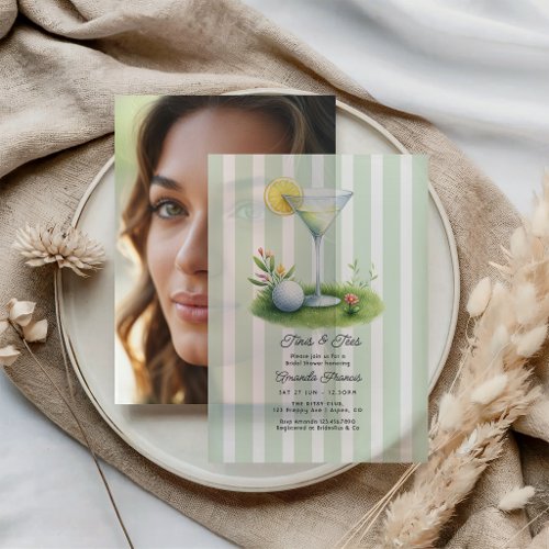 Preppy Country Club Martini Golf Bridal Shower Vellum Invitations
