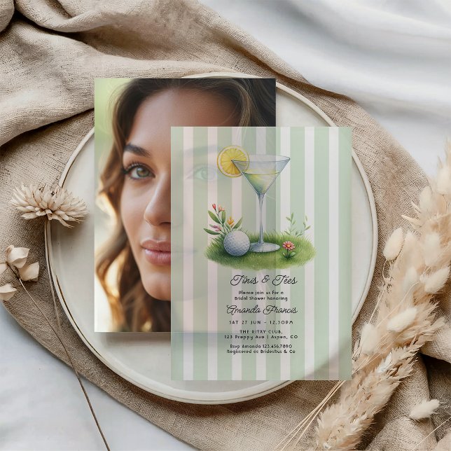 Preppy Country Club Martini Golf Bridal Shower Vellum Invitations (Preppy Country Club Martini Golf Bridal Shower Vellum Invitations)