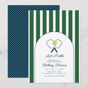 Preppy Country Club Pickleball Birthday Party Invitation