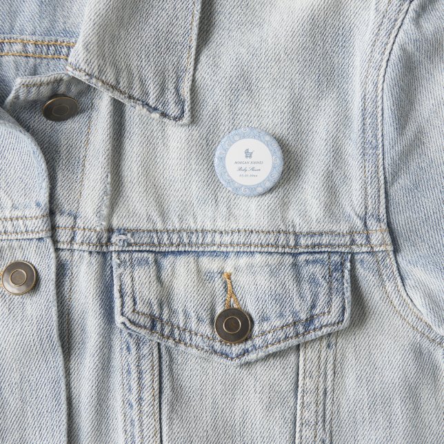 Preppy Couquette Coastal Baby Shower Button (In Situ)