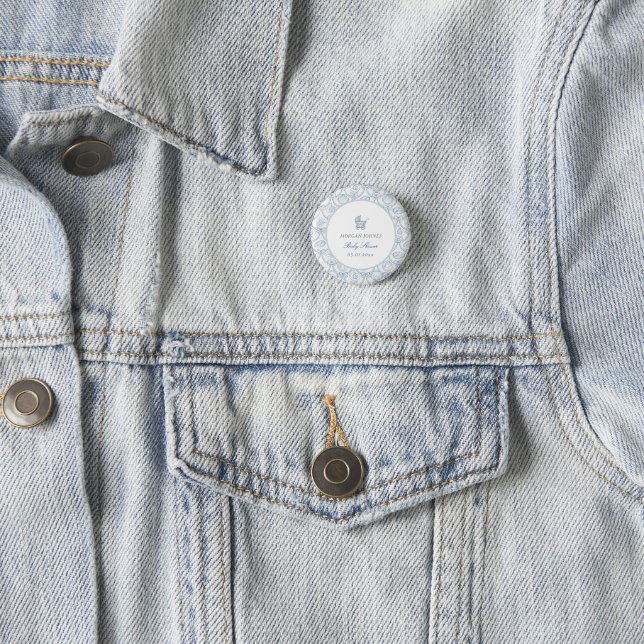 Preppy Couquette Coastal Baby Shower Button (In Situ)