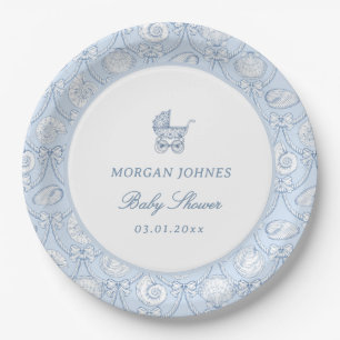 Preppy Couquette Coastal Baby Shower  Paper Plates