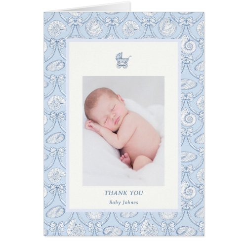 Preppy Couquette Coastal Baby Thank You Card