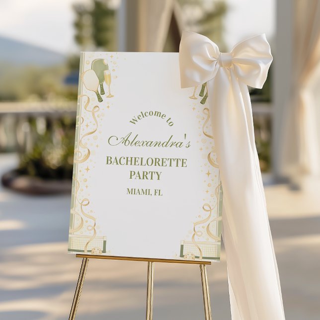 Preppy Courtside Pickleball Bachelorette Party Foam Board (Creator Uploaded)