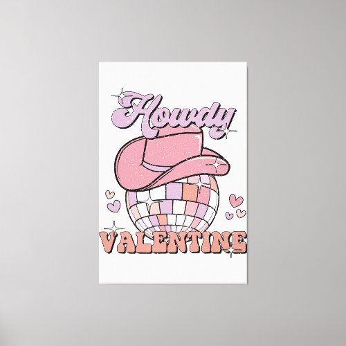 Preppy Cowgirl Howdy Valentine Heart Disco Valenti Canvas Print