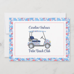 Preppy Crabs Palm Beach Golf Cart Thank You Card