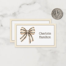 Preppy Cream and Black Stripe Bow