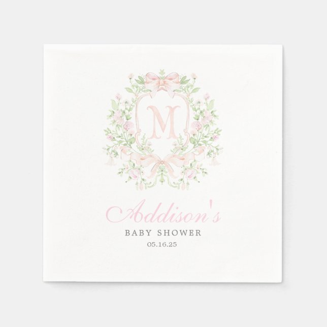 Preppy Crest Baby Shower Invitation Napkins (Front)