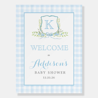 Preppy Crest Baby Shower Welcome sign