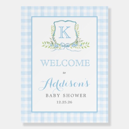 Preppy Crest Baby Shower Welcome sign