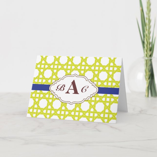 Preppy Customizable monogram stationery card (Front)
