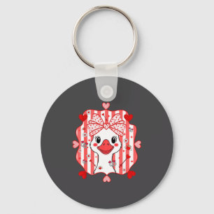 Preppy Cute Goose Coquette Bow Valentine's Day Wom Keychain