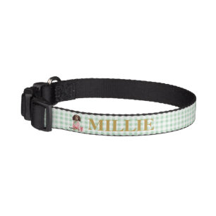 Preppy Dachshund Green Gingham Christmas Pet Collar