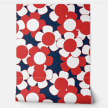 Preppy Daisy Allover Bloom – Red White & Navy