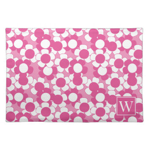 Preppy Daisy Bloom – Hot Pink & Pink Monogram Cloth Placemat
