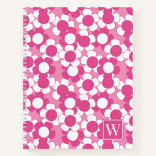 Preppy Daisy Bloom – Hot Pink & Pink Monogram Notebook