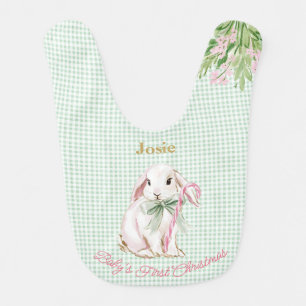 Preppy Deer & Green Gingham Buon Natale Baby Bib