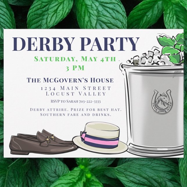 Preppy Derby Party Fashion Mint Julep  Invitation (Creator Uploaded)