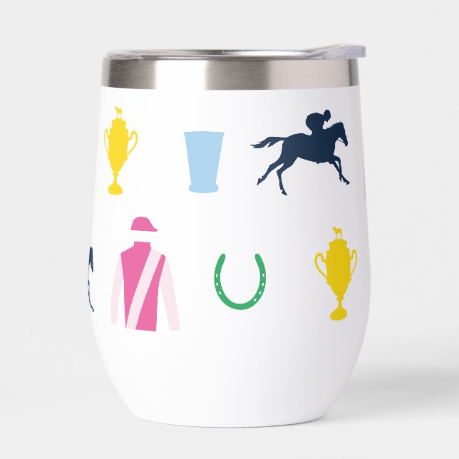 Preppy Derby Party Icons  Thermal Wine Tumbler (Left)