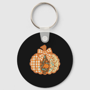 Preppy Ditsy Floral Pumpkin Shirt Checkered Trendy Keychain