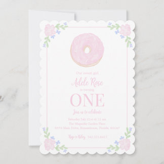 Preppy Donut Sweet First Birthday Invitation