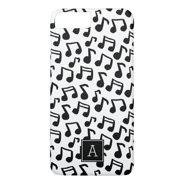 Preppy Doodle Music notes Monogram Personalized Case-Mate iPhone Case (Back)