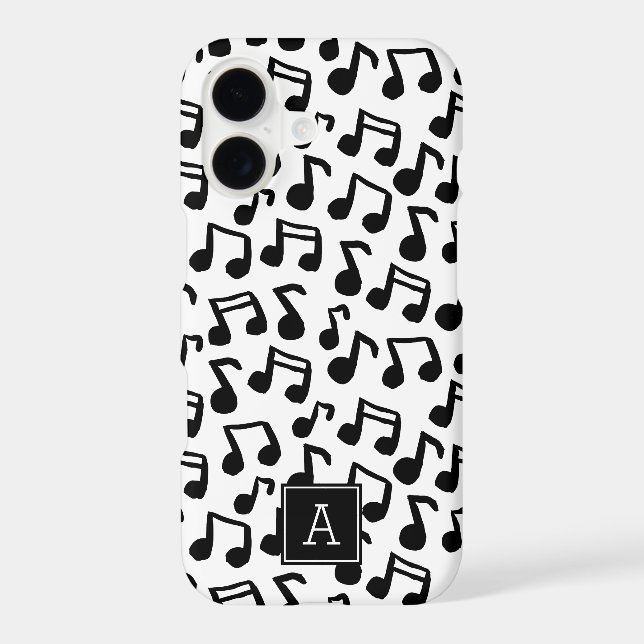 Preppy Doodle Music notes Monogram Personalized Iphone Case (Back)