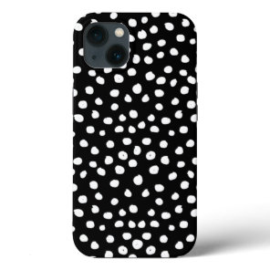 Preppy Dots Modern Black White Animal Print Spots iPhone 13 Case