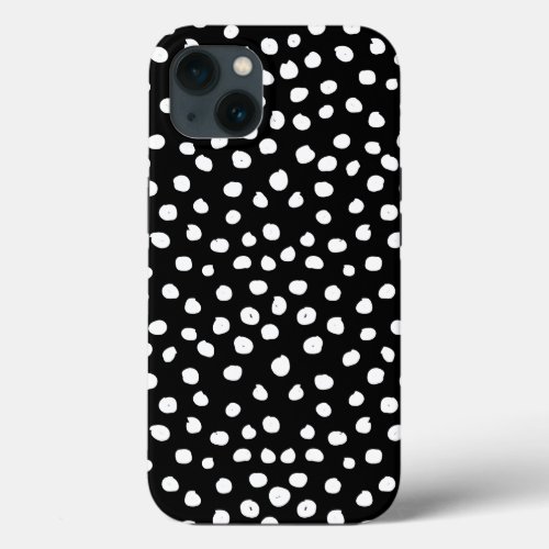 Preppy Dots Modern Black White Animal Print Spots iPhone 13 Case