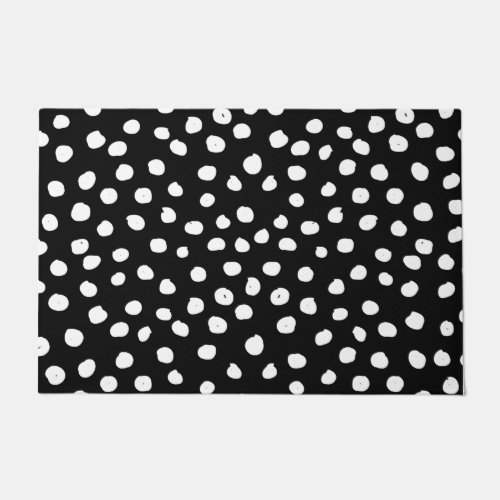 Preppy Dots Modern Black White Animal Print Spots Doormat