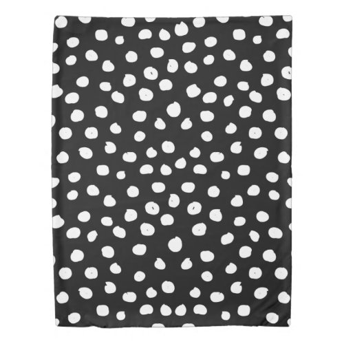 Preppy Dots Modern Black White Animal Print Spots  Duvet Cover