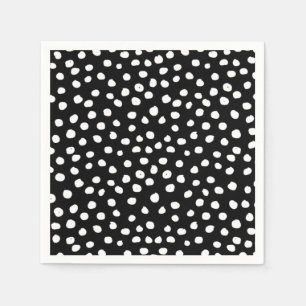 Preppy Dots Modern Black White Animal Print Spots Napkins