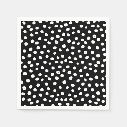 Preppy Dots Modern Black White Animal Print Spots Napkins