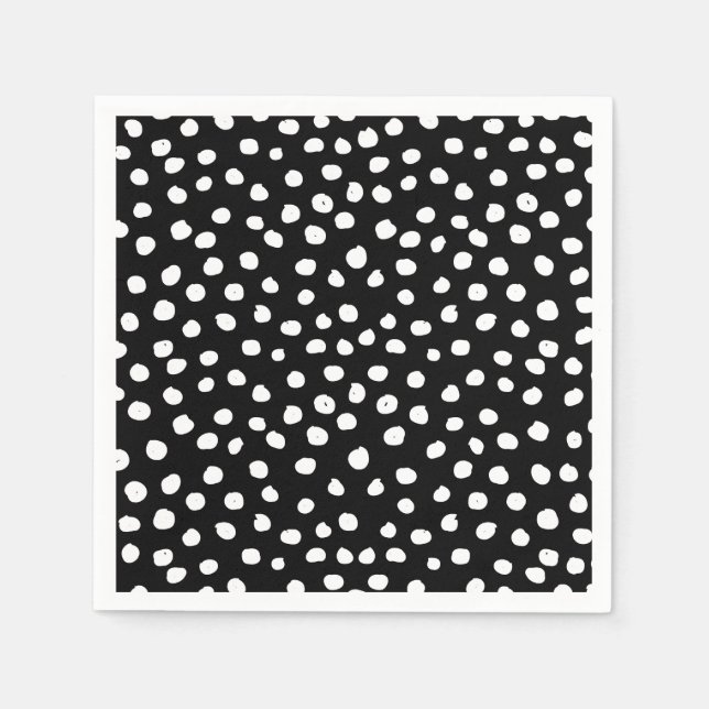Preppy Dots Modern Black White Animal Print Spots Napkins (Front)