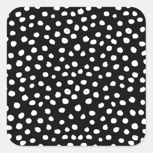 Preppy Dots Modern Black White Animal Print Spots Square Sticker