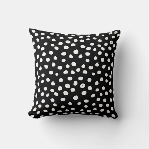 Preppy Dots Modern Black White Animal Print Spots Throw Pillow