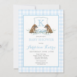 Preppy Duck Gingham Crest Baby Shower Invitation