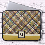 Preppy Earth Tones Plaid Laptop Sleeve<br><div class="desc">This sporty plaid pattern style laptop bag will be one of your favorites for him or her. Created in two tone pattern of mainly brown and golden tan colors. Just personalize the monogram text in the easy Zazzle editor.</div>